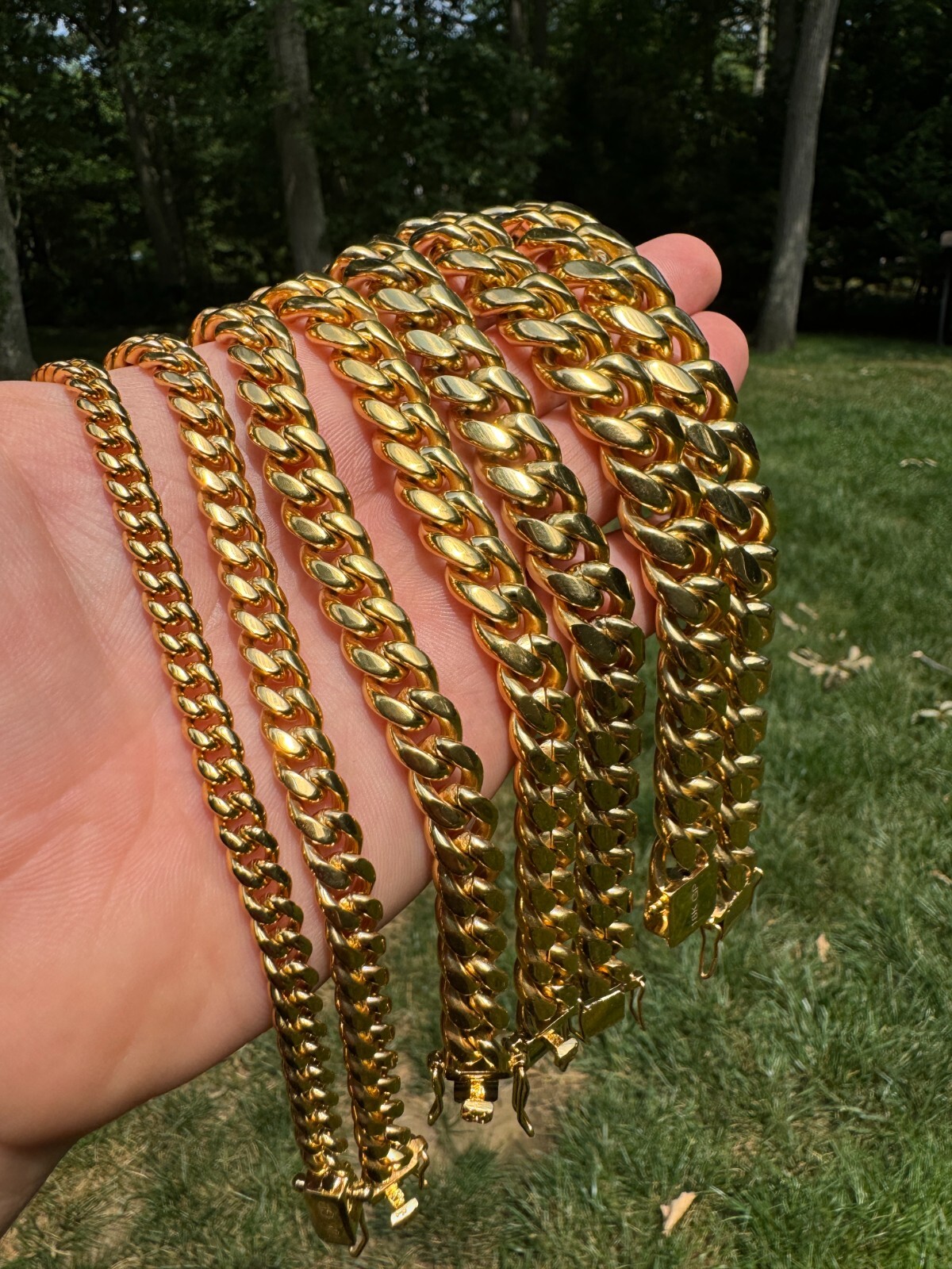 Miami Cuban Link Chain Necklace Bracelet 18k Gold Plated Stainless Steel 6-18mm