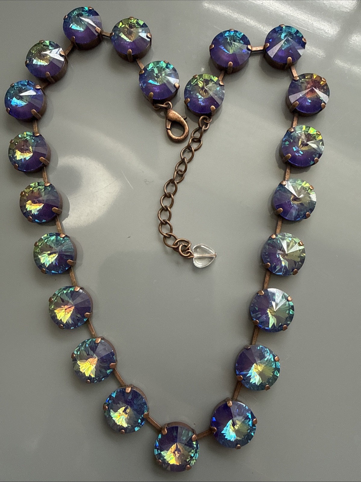Authentic Sabika Manhattan Choker Necklace 15mm Iridescent Blue Teal Crystal