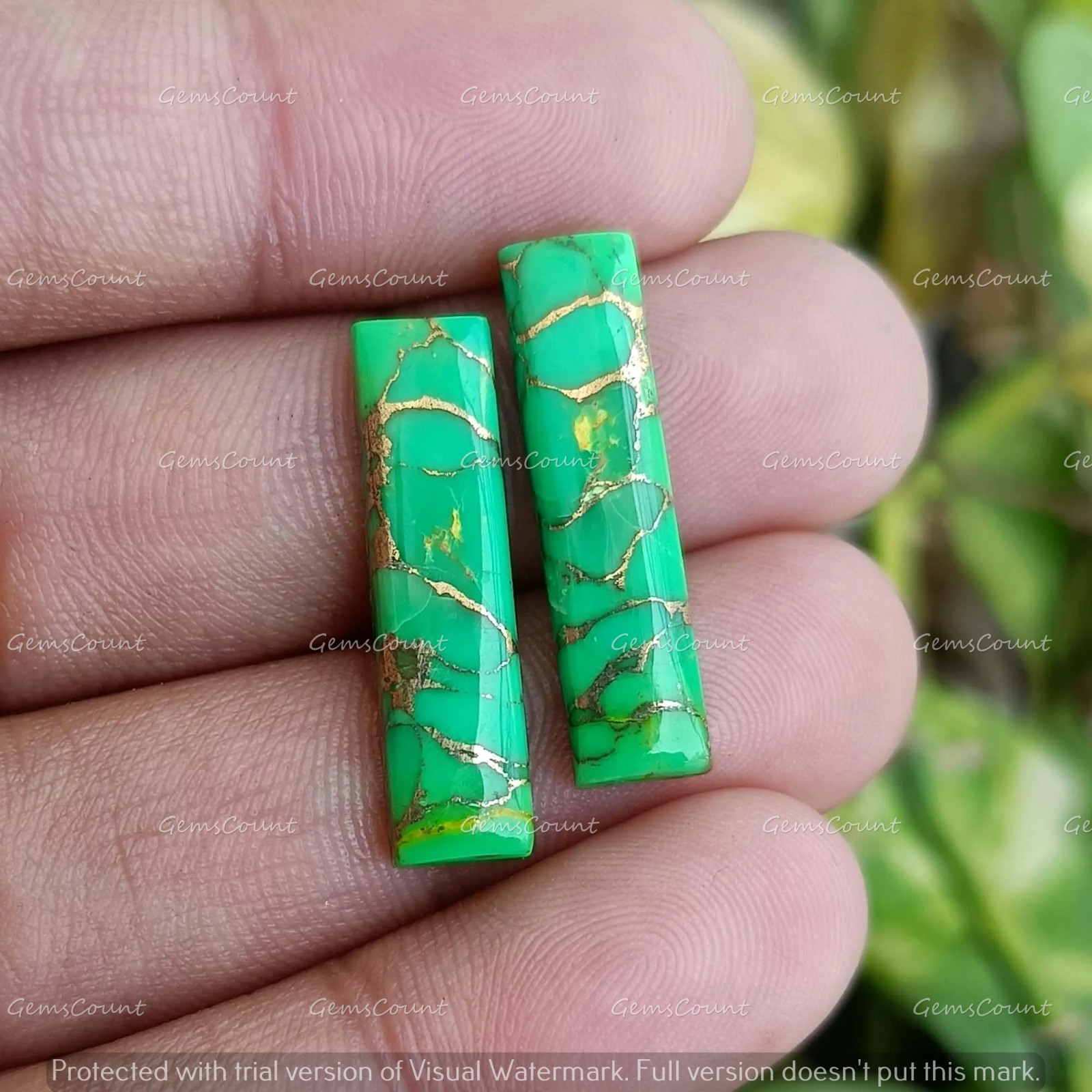 Natural Green Copper Turquoise Rectangle Cabochon Loose Gemstone 5x10mm-15x30mm