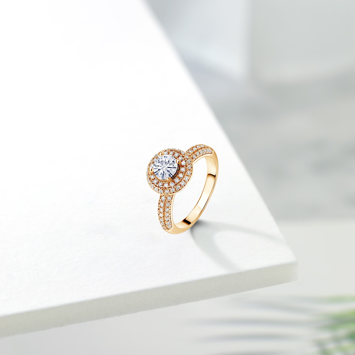 18K Yellow Gold Plated Silver Ring Set with Moissanite (1.27 Cttw)