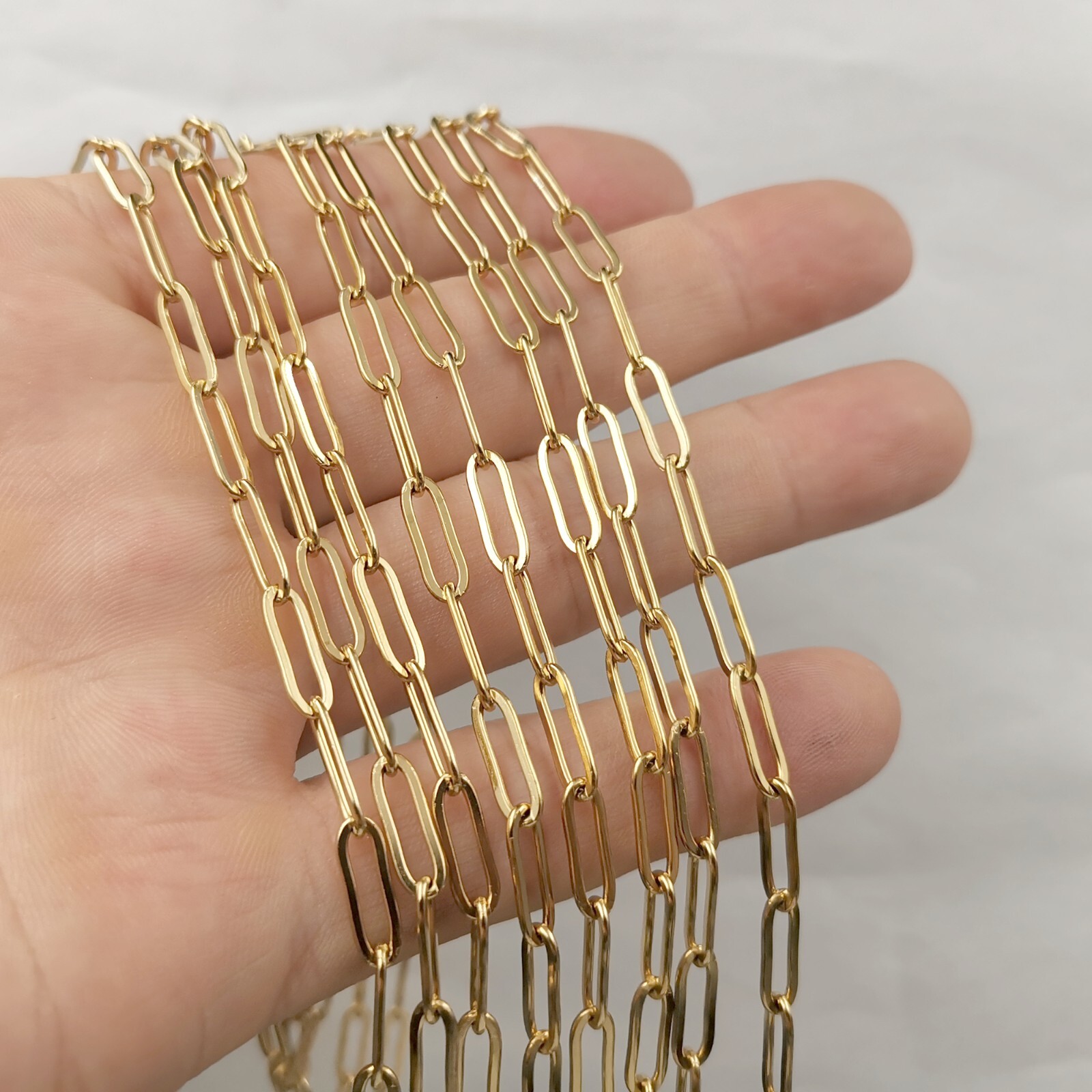 5pcs 4.3mm Golden Necklace Chain clip Box Stainless Steel Neck Link 24” Fashion