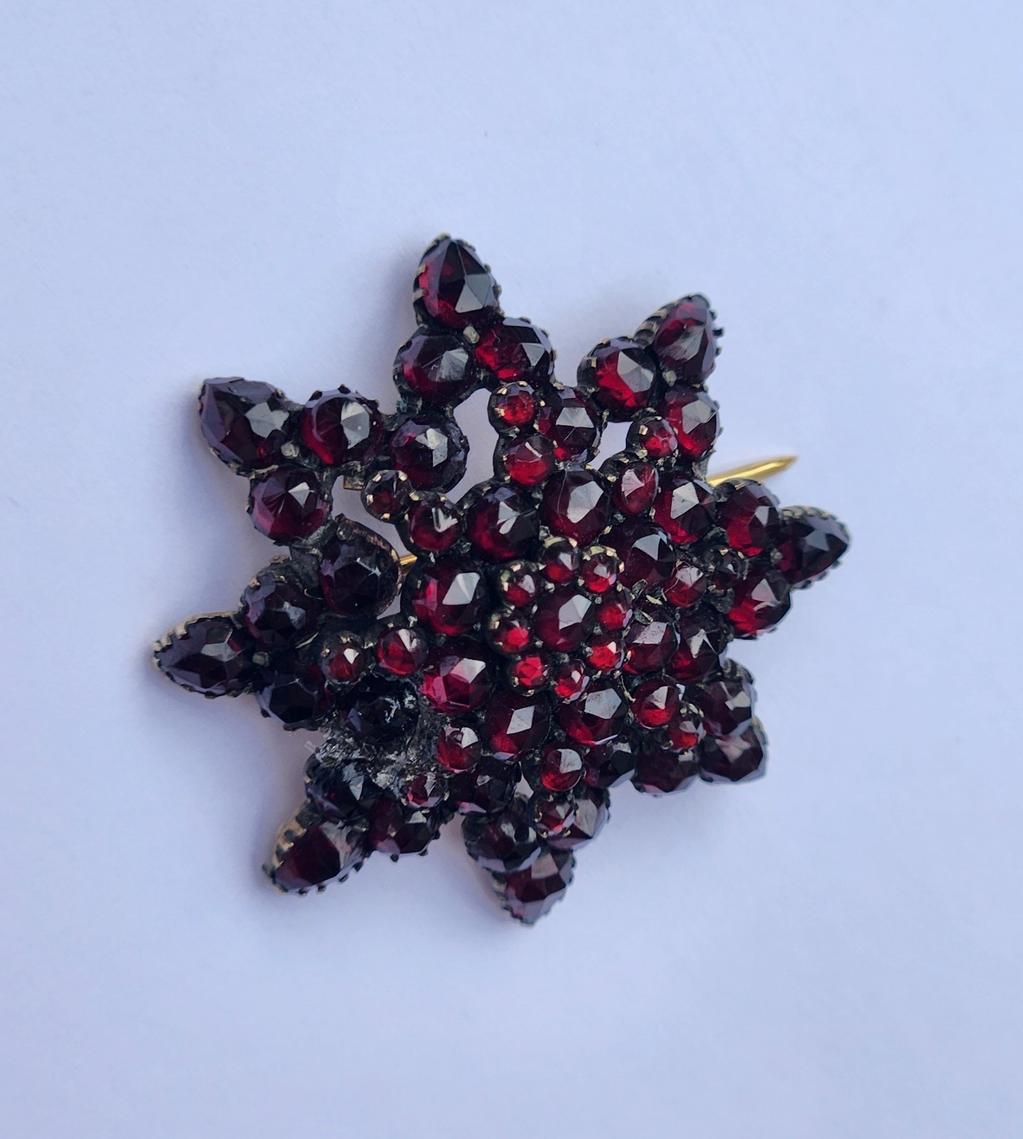 Garnet Brooch Pin Star Layered C Clasp Gold Filled (Loose Pin) Antique Germany