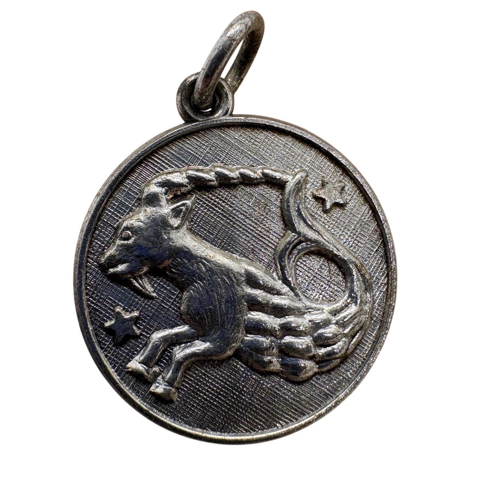 Rembrandt Vintage Sterling Silver Capricorn Zodiac Charm Sea Goat Pendant 3.06g