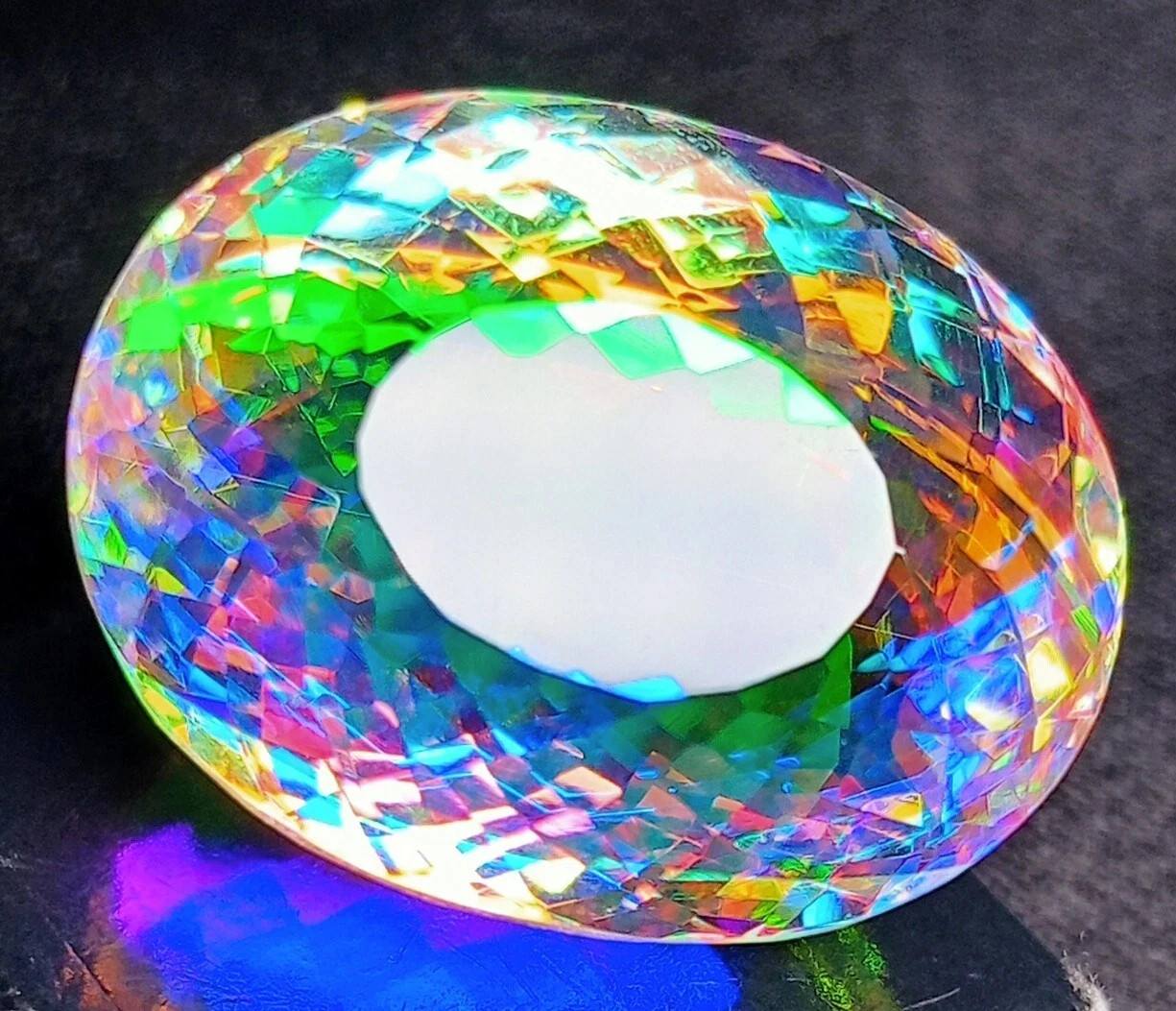 Oval Rainbow Color Mystic Quartz 60.10 Ct Certified Loose Gemstone Natural