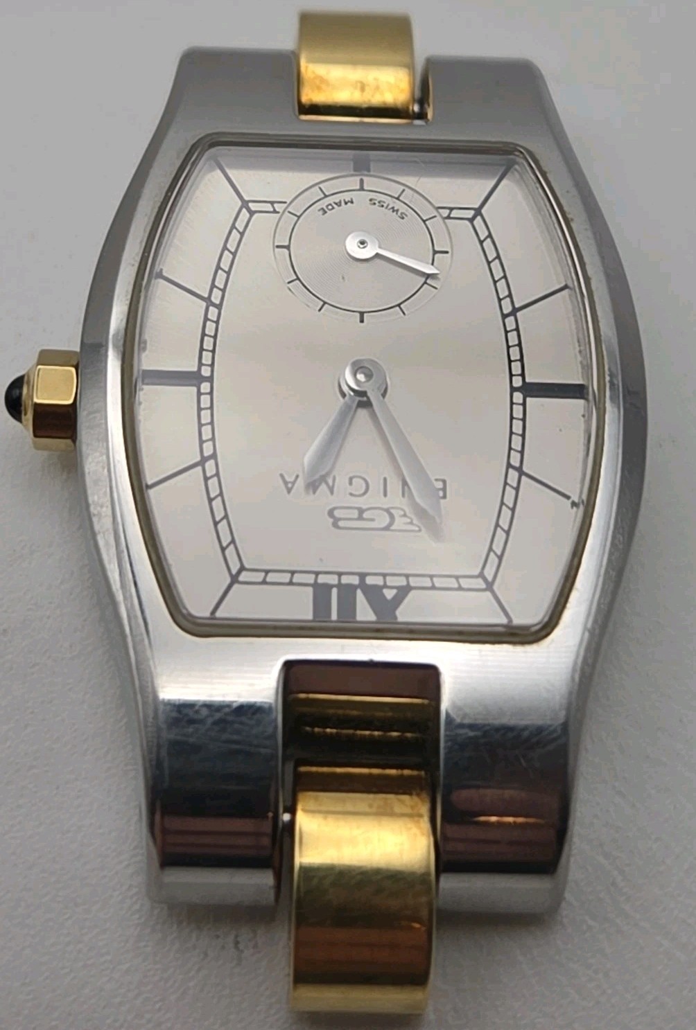 Enigma 22mm Tonneau Barrel Silver Case Dial Swiss Small Seconds Dial 6 O’clock