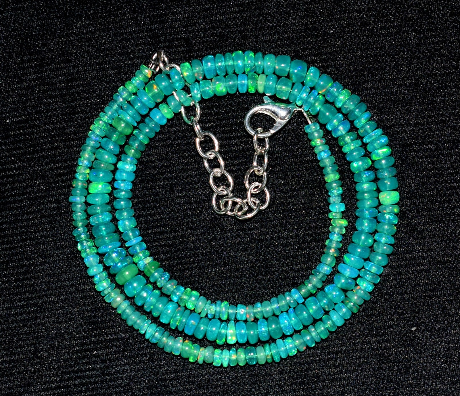 16″Natural Ethiopian Green Opal Wello Fire Opal Gemstone Bead Necklace 3-4.5mm