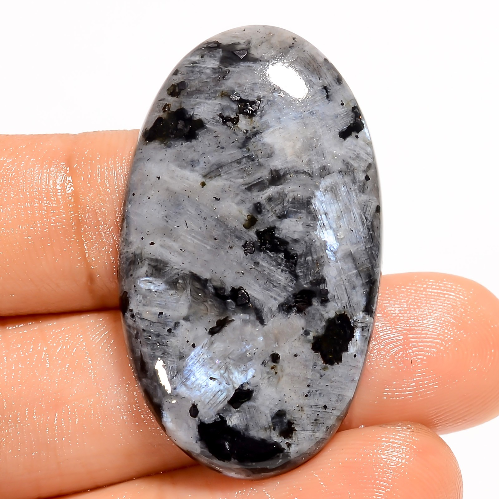 37 Ct Natural Larvikite Oval Cabochon Loose Gemstone For Pendant 37X21X5 mm