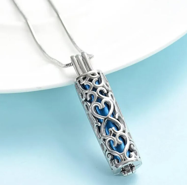 Heart Tree of Life Cylinder Urn Pendant Necklace for Cremation Ashes Memorial