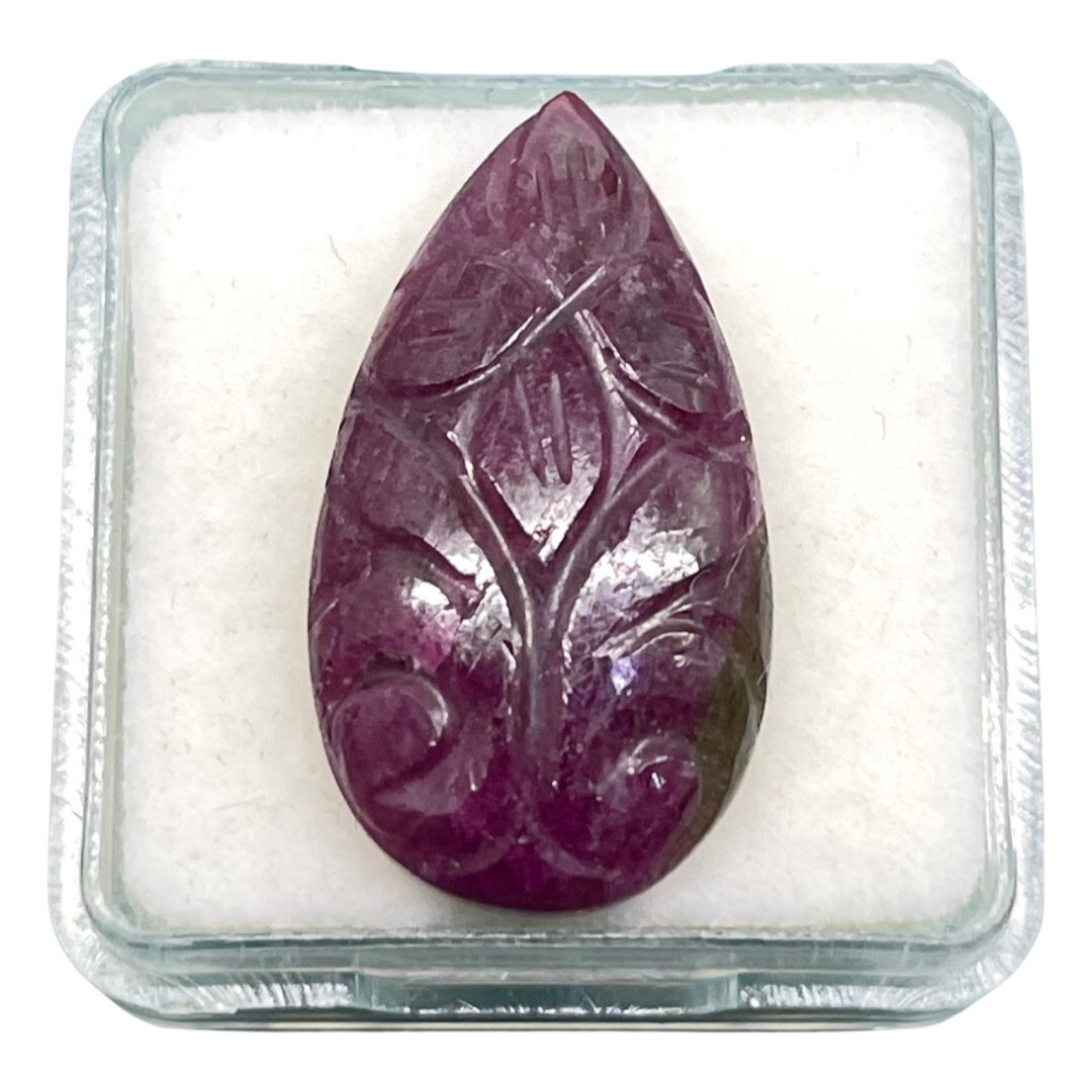 15.85 Cts Natural Ruby Unheated Pear Hand Carved Red Loose Gemstone