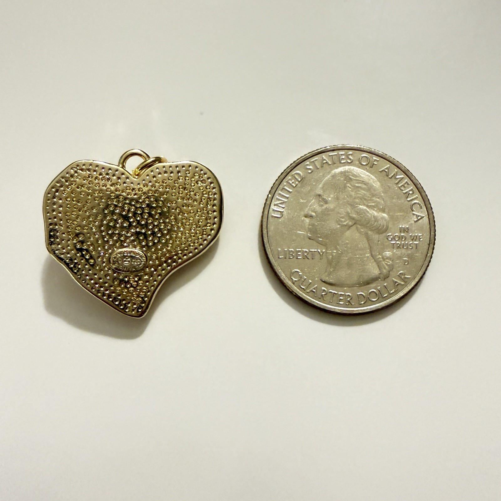Designer Zipper Pull Charm Gold Tone & Lavender Heart Pendant