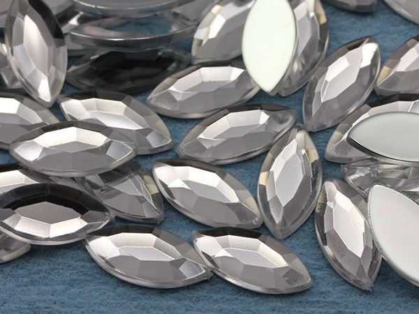 20x9mm Assorted Colors Flat Back Acrylic Navette Gems – 120 Pieces