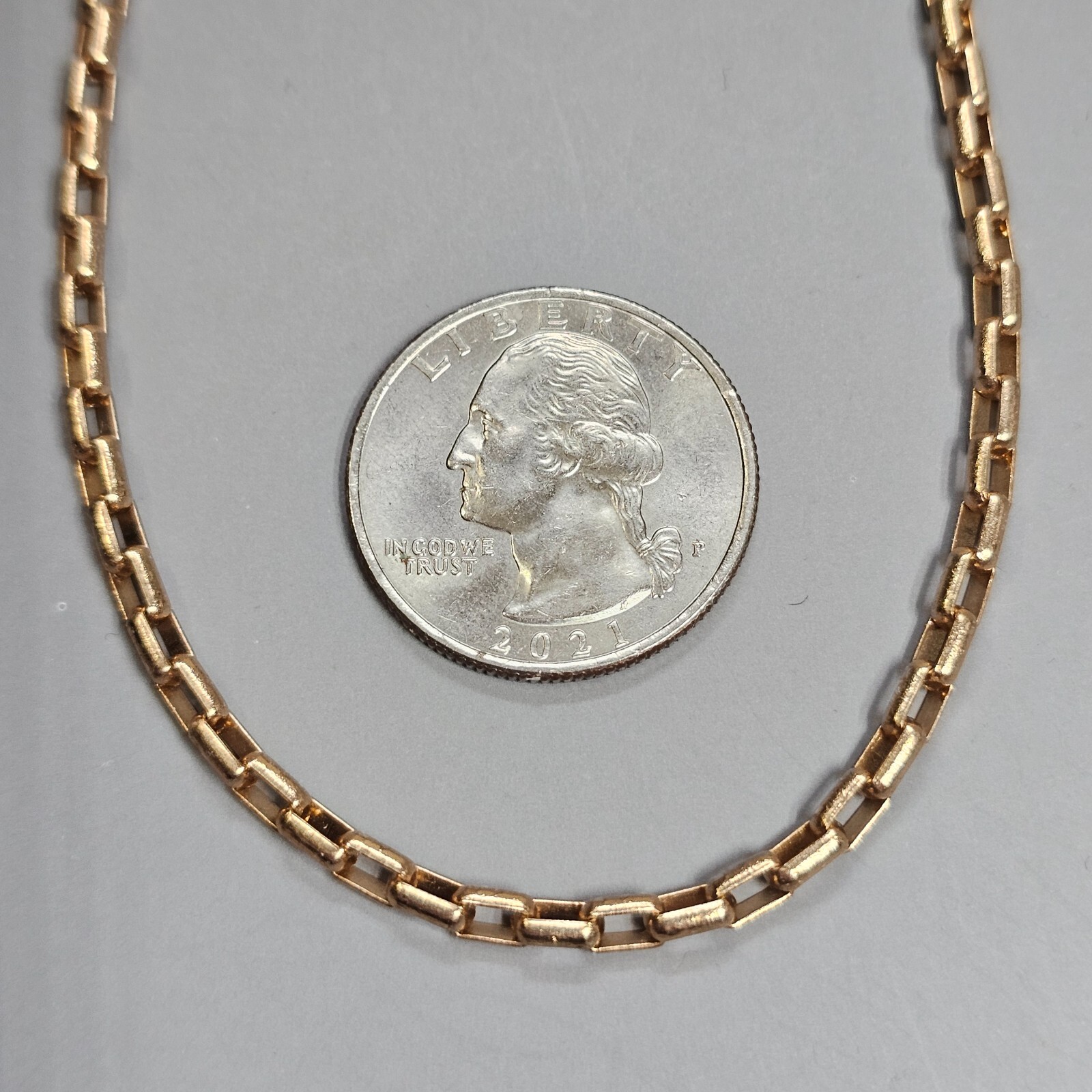 Paper Clip Chain Link Single Strand Necklace Layering Goldtone 18″-20″