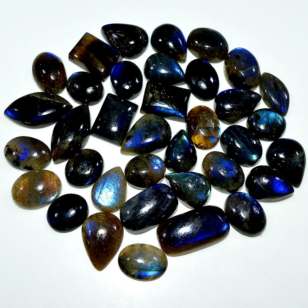 36 Pcs 246 Cts Natural Labradorite Cabochon Loose Gemstone Lot 19×9 10x8mm #3668