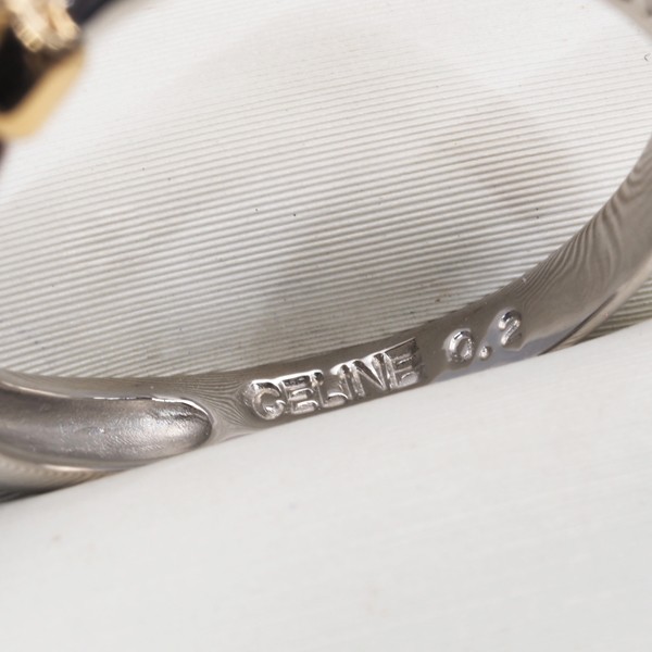 Auth CELINE Ring Diamond 0.2ct Logo Bicolor US6-6.25 Pt 900/18K YG
