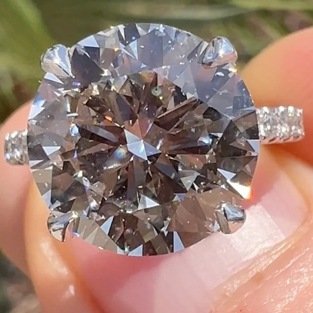 3.54 TCW Round Moissanite Hidden Halo Engagement Ring In 14K White Gold Plated