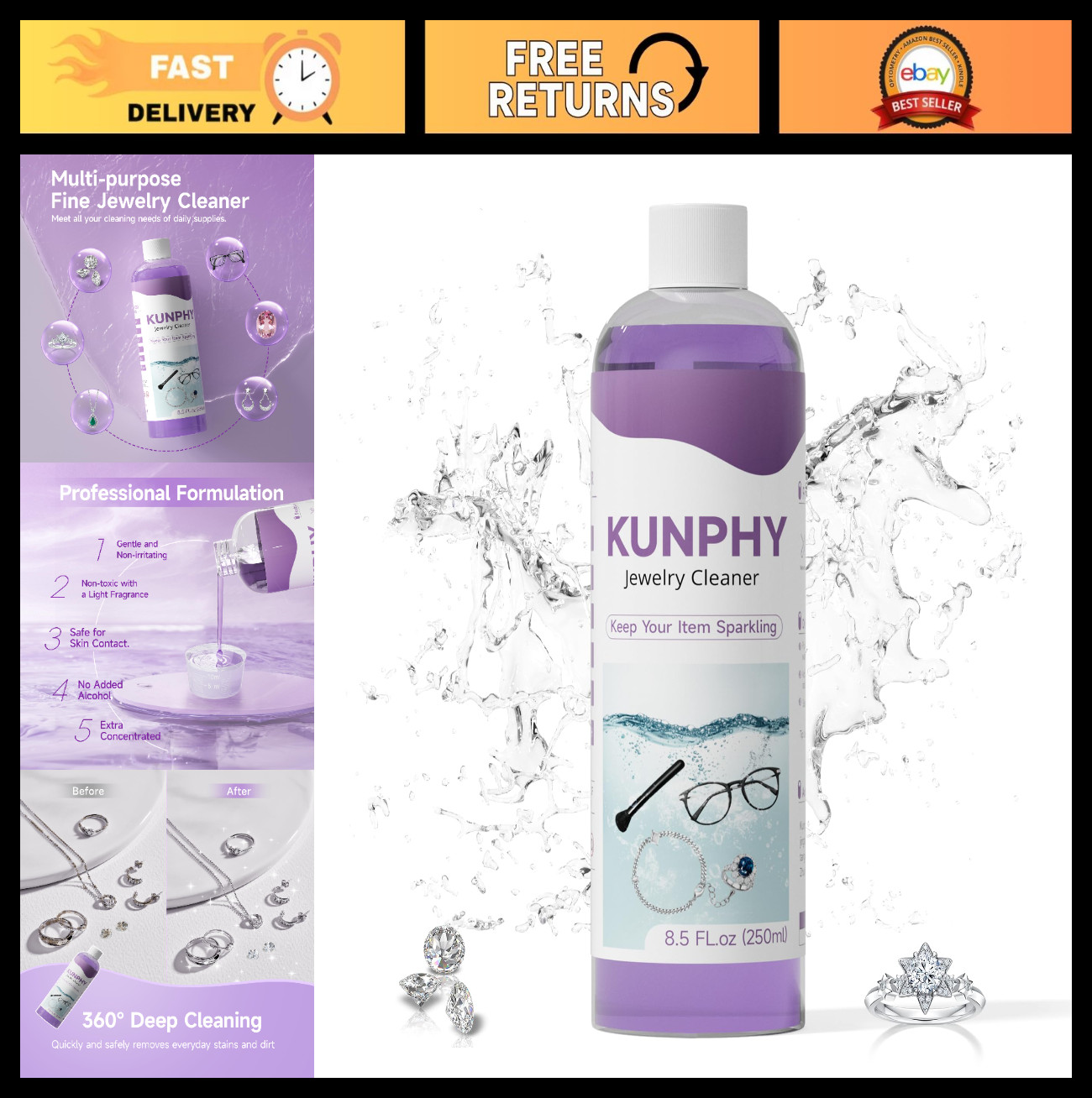 Ultra-Efficient Jewelry Cleaner – Plant-Based Formula for Silver, Gold, Diamonds