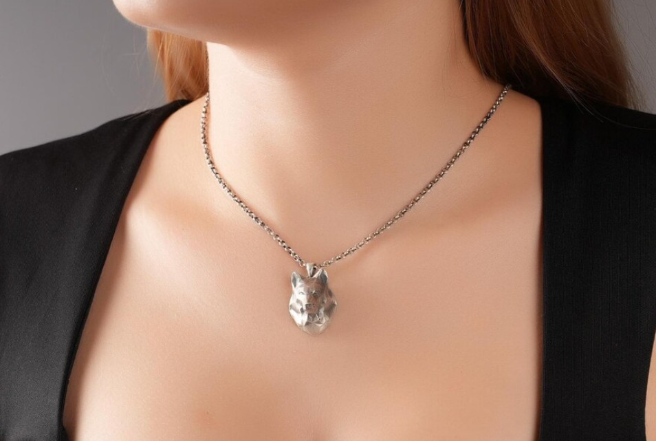 Unique Wolf Head Cut Pendant 925 Sterling Silver For Unisex Pendant Necklace