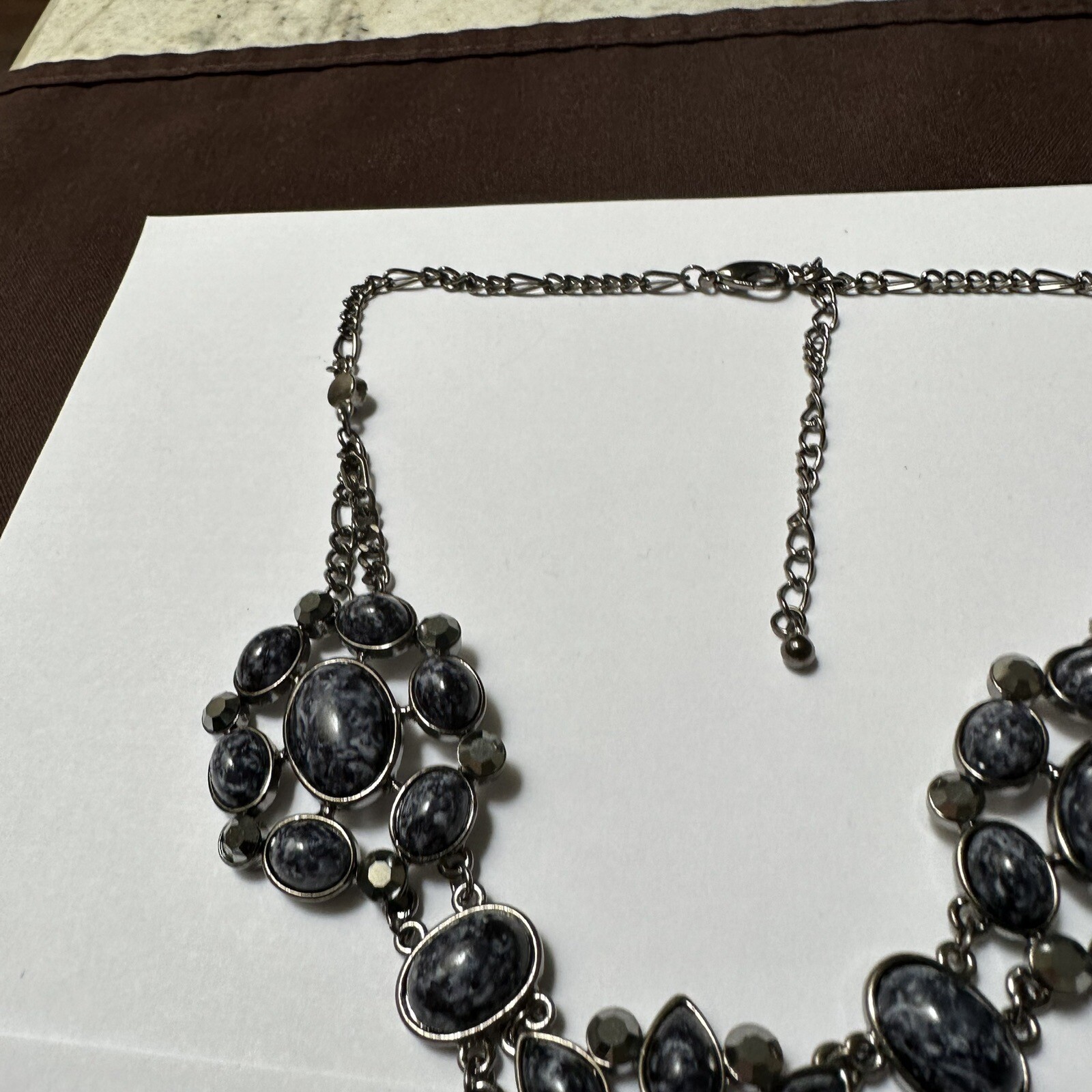 Black / Blue Rhinestone Statement Necklace Adjustable Length