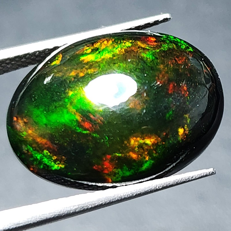 Natural Ethiopian Black Opal AAA+ Collector Welo Oval Cabochon Fire Play 7.05Ct