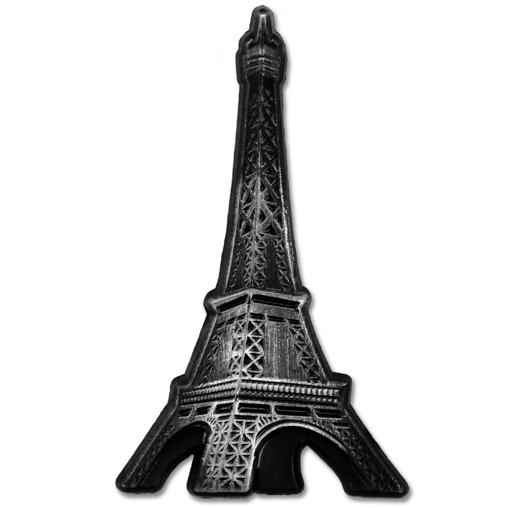 PinMart’s Antique Nickel Eiffel Tower Paris France Landmark Lapel Pin