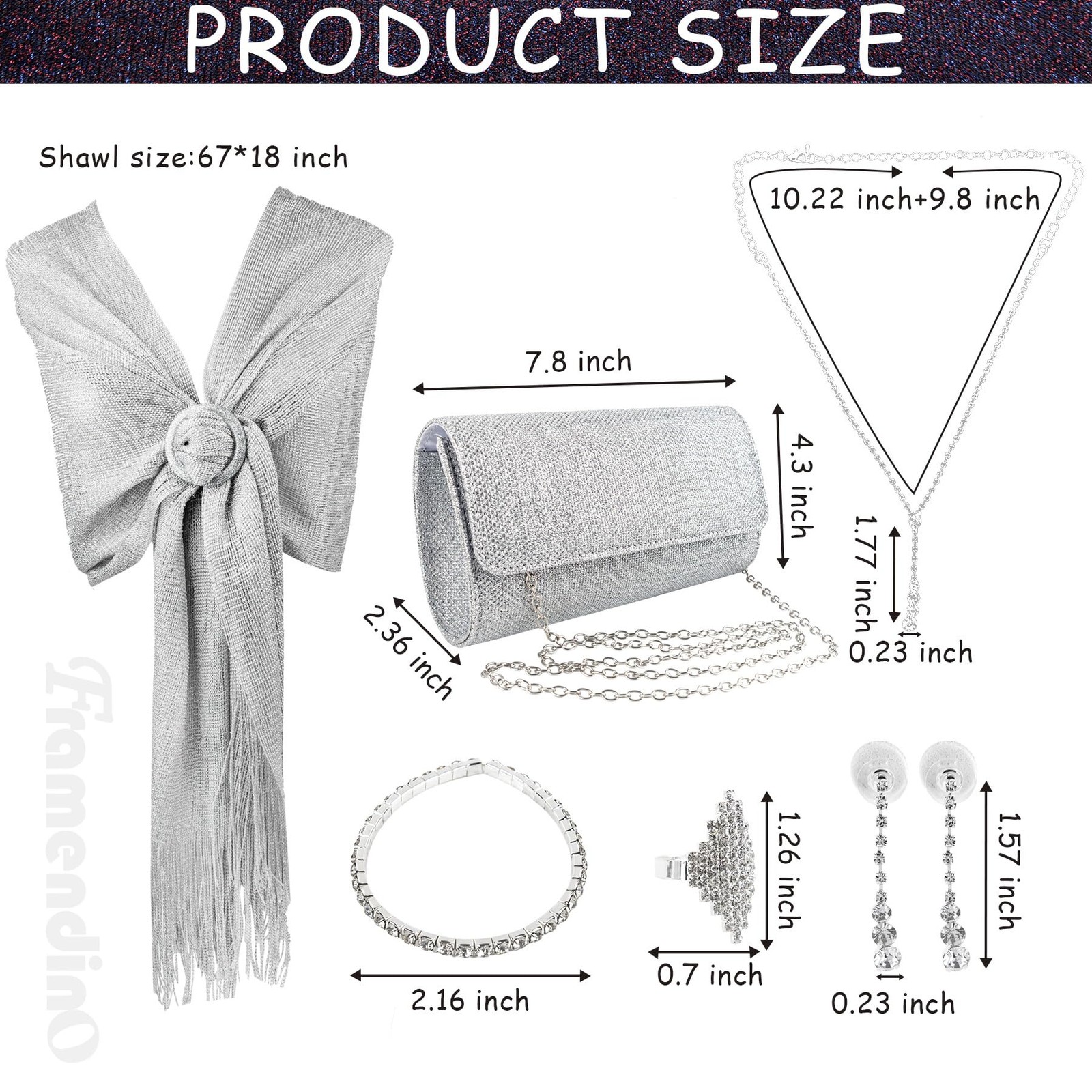 , 6 Pack Rhinestone Jewelry Sets Including Shawl Clutch Purses Necklace Earri…