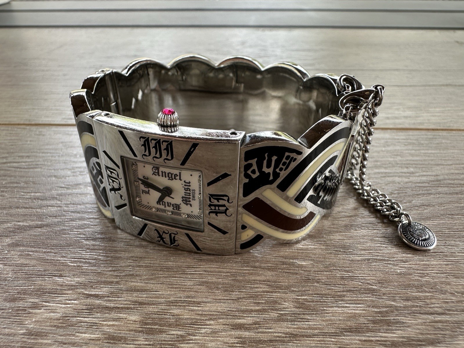 Rare Vintage Y2K L.A.M.B. Gwen Stefani Enamel & Metal Cuff Bangle Wrist Watch