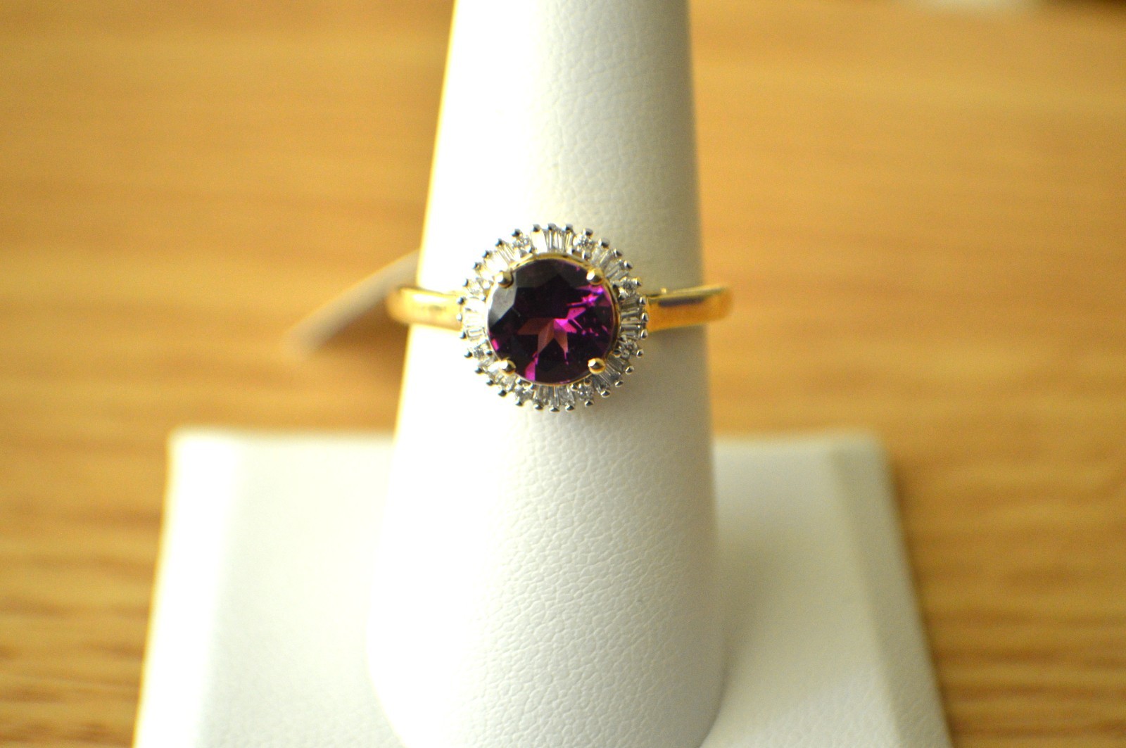 1.63ct Premium Ember Garnet / Diamond Ring 10K Yellow Gold Size 8 AGI Certified