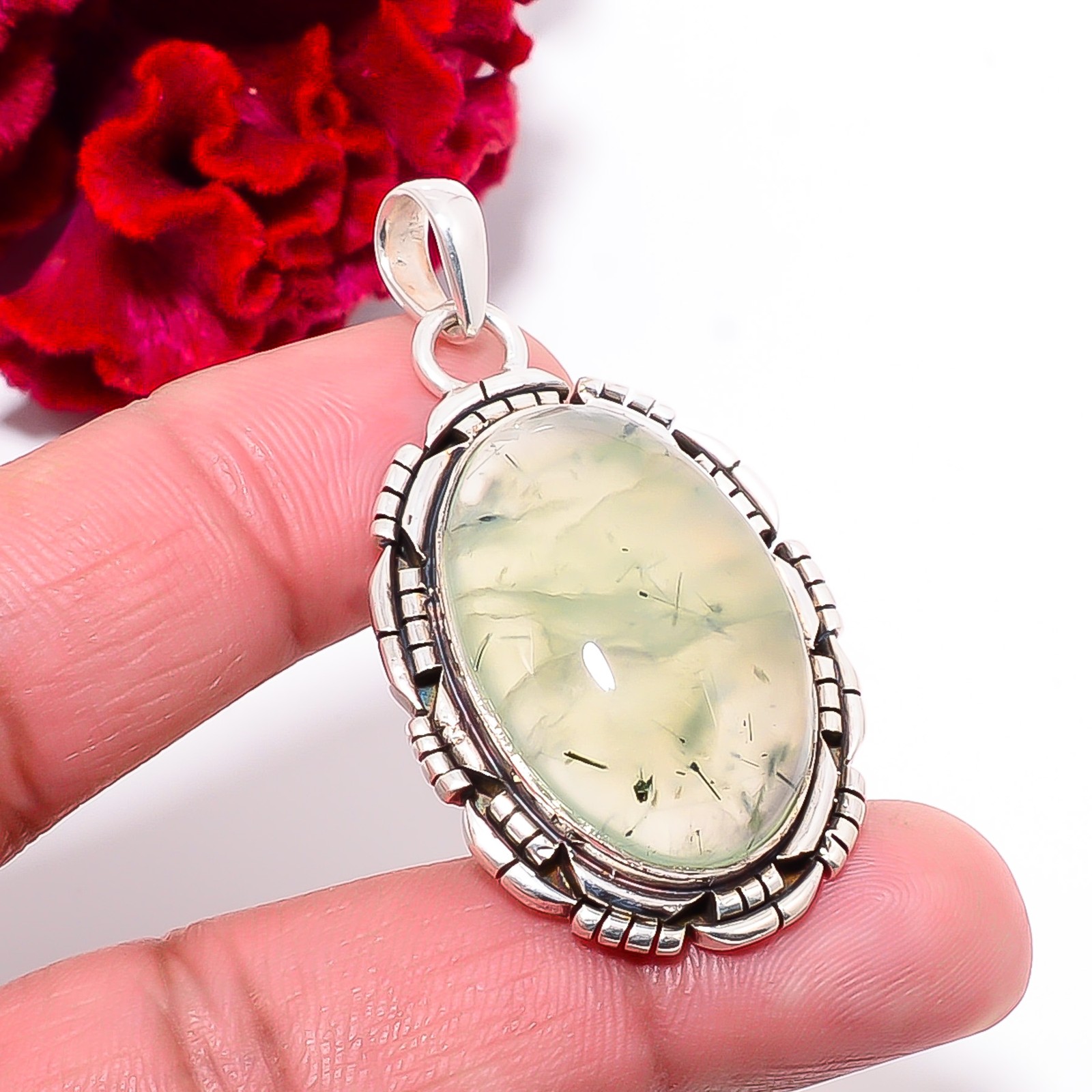 Prehnite – South Africa Gemstone 925 Sterling Silver Pendant 1.95″ P102157