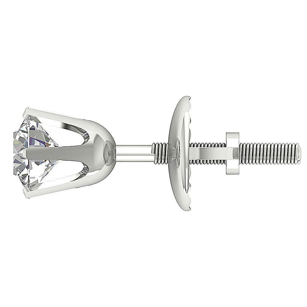 SI1 G 0.50 Ct Natural Diamond Solitaire Stud Earrings 14K Yellow Gold Prong Set