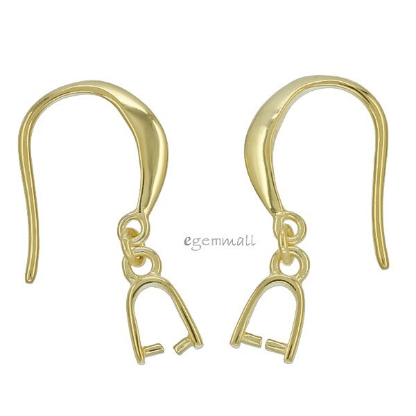 Fine Gold Plated Sterling Silver Convex French Hook Ear Wire with Bail #51968