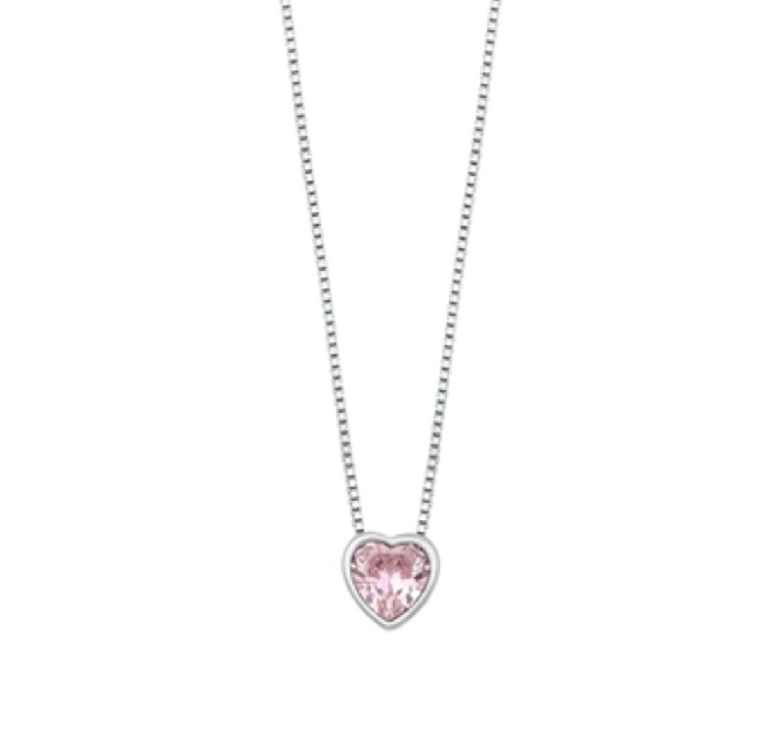 .60 ct. Genuine Pink Sapphire Bezel Heart Pendant Necklace-Solid Sterling Silver