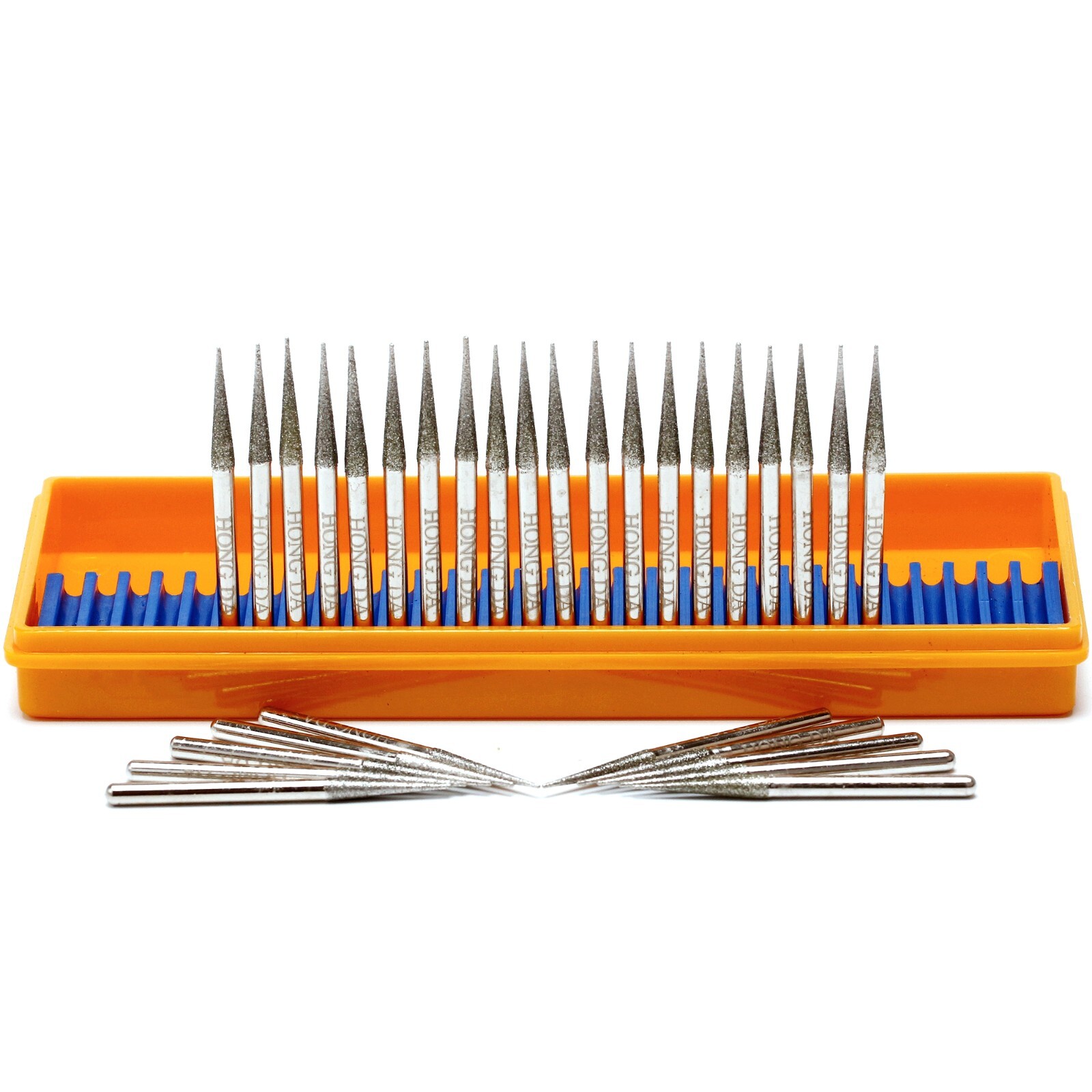 30Pcs 3.2mm Tapered Point Diamond Grinding Bit 1/8″ Cone Rotary Burrs for Dremel