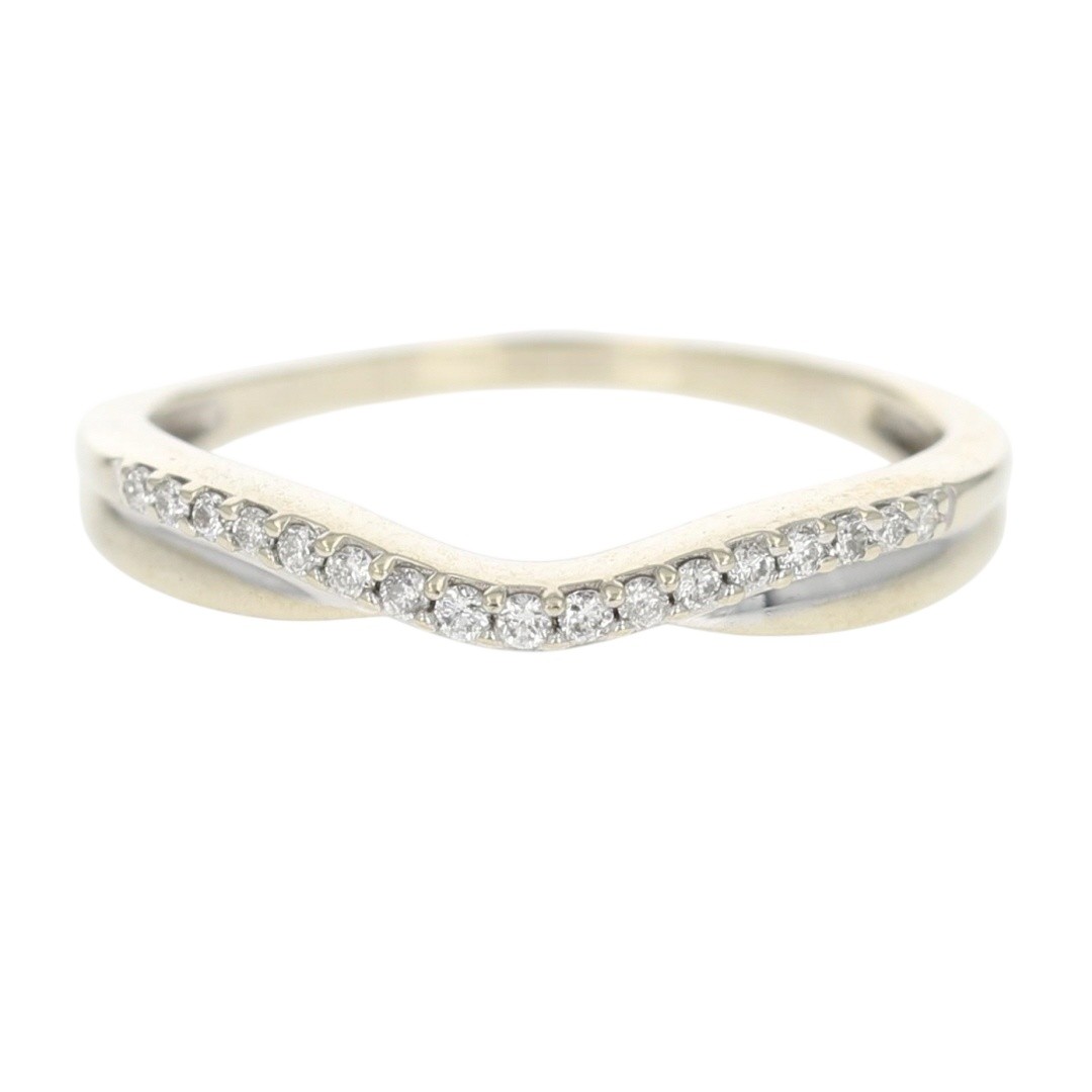 .09ctw Round Diamond Pavé Set Contoured Wedding Band Ring 14k White Gold Size 6