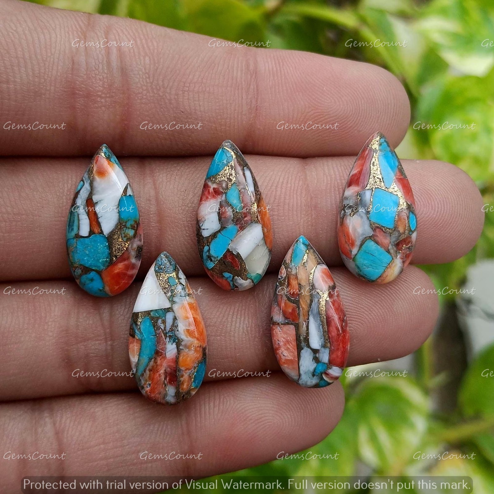 Natural Oyster Turquoise Long Pear Cabochon Handcrafted Gemstone 5x10mm-15x30mm