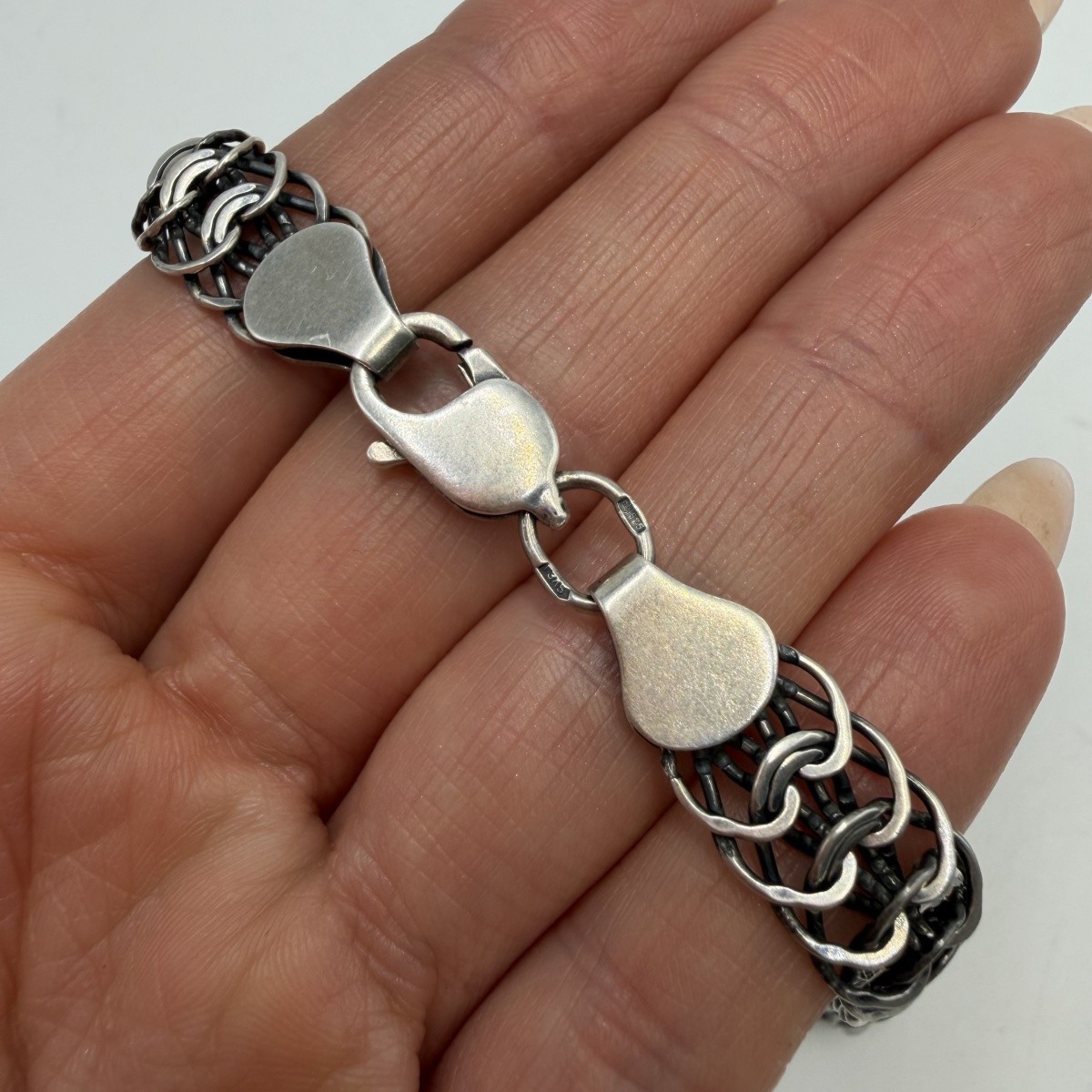 Heavy Vintage 925 Sterling Silver Foxtail Men’s Chain Necklace Jewelry Oxidized