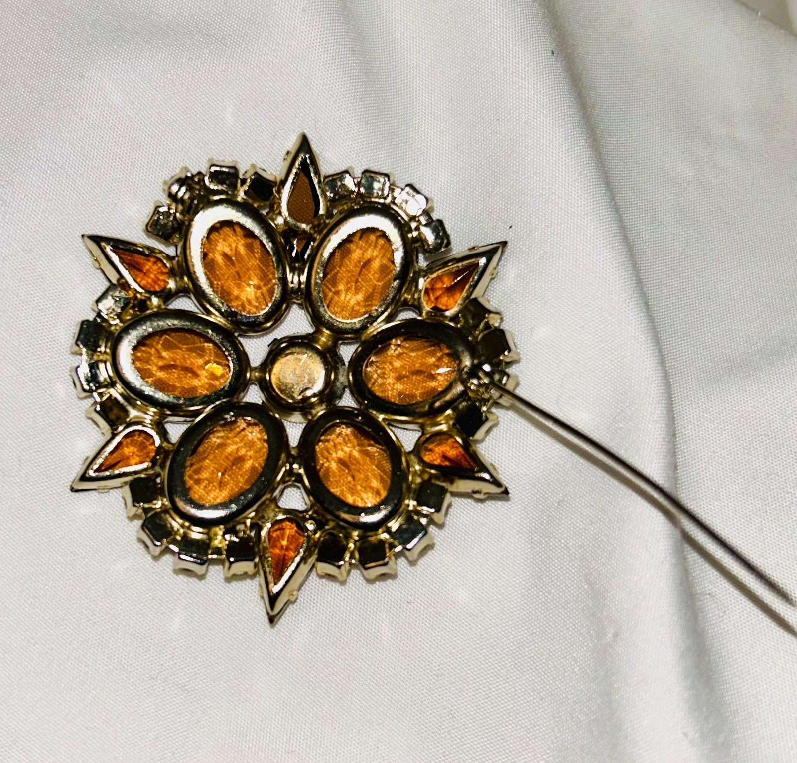 D&E Smokey Topaz Rhinestone Open Back
