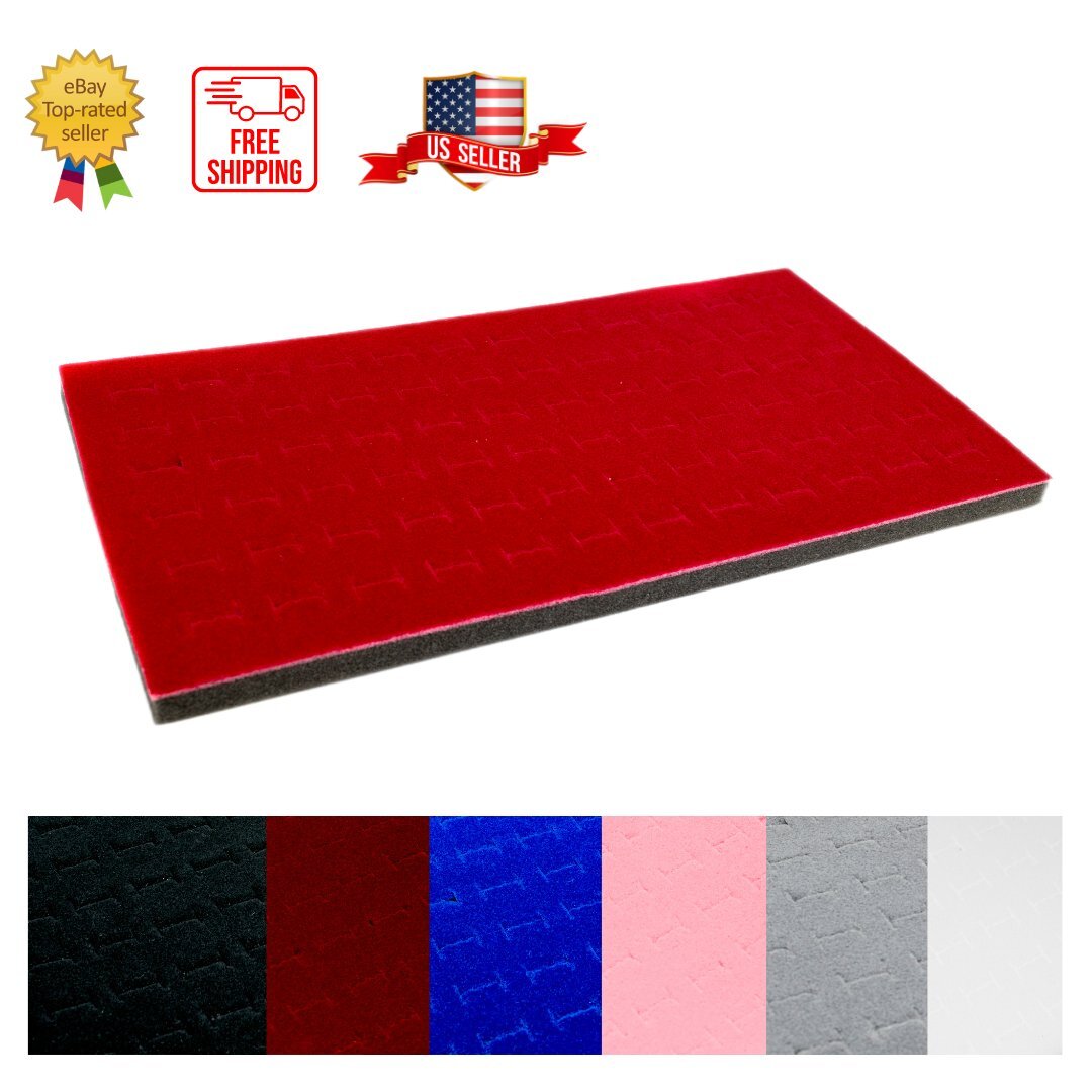 Novel Box 72 Slot Ring Earring Jewelry Tray Foam Velvet Liner in Various Colors