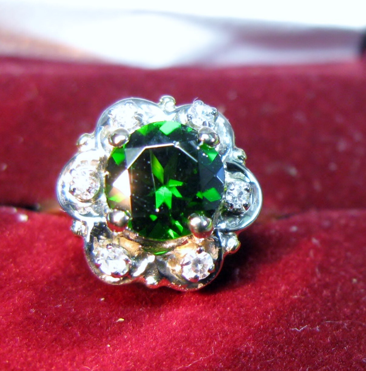 Chrome Diopside(1.95ct!)+ Diamonds(.4ctw) Gold(14K) Ring, 100%Natural, Size 6