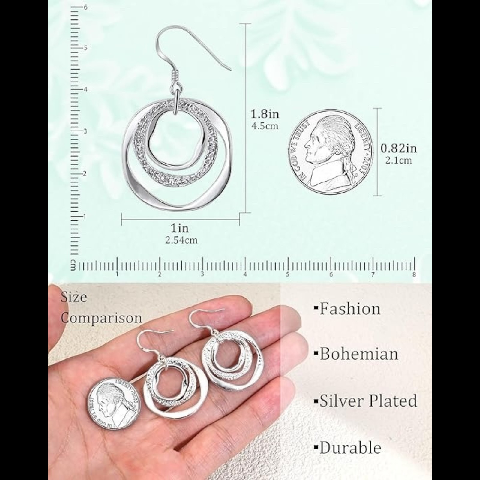 Earrings 925 Sterling Silver Filled Women’s Elegant Round 2cm Studs Pierced A2