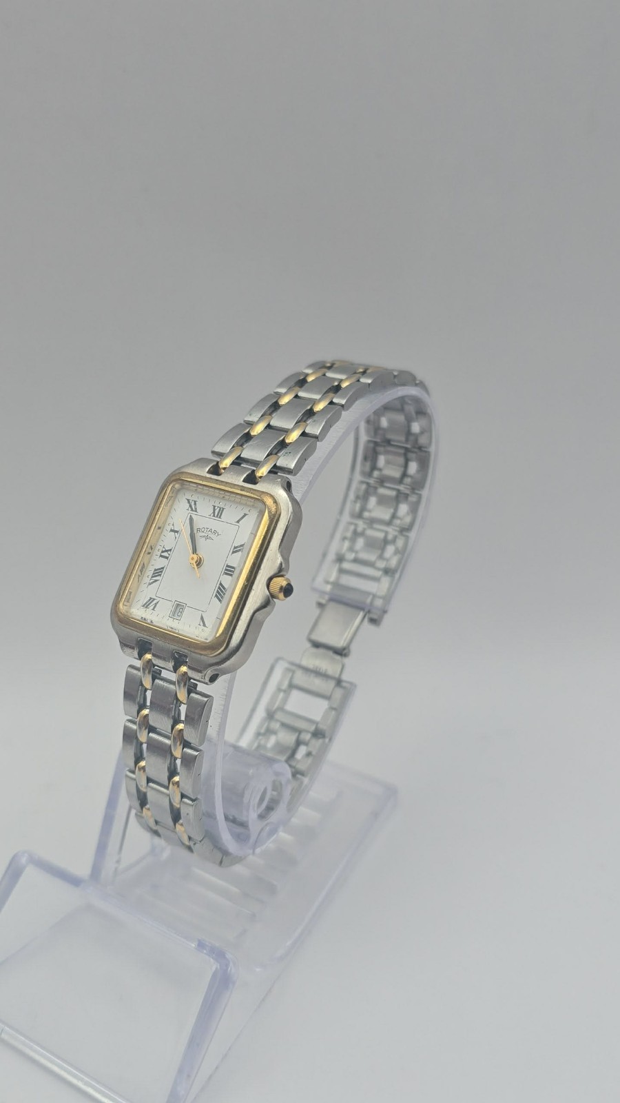 Rotary Tank Quartz Date Dress Watch Vintage 4980 roman numerals