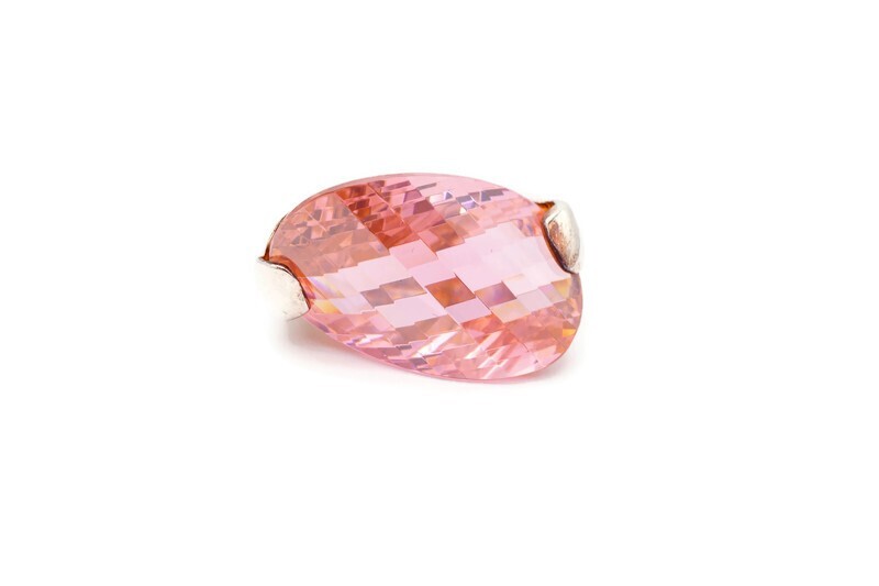 Sterling Silver 925 Pink Cubic Zirconia Ring Size 6 Marsala