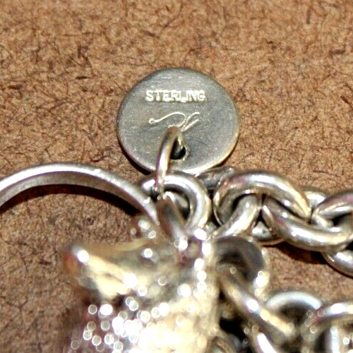 Susan Cummings Sterling Dog Lover 3 Strand Charm Bracelet w/ Earrings [093WEI]