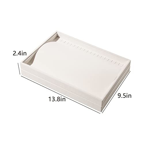 2 Pcs Stackable Jewelry Organizer Trays,20 Hooks Necklace Chains Display Beige