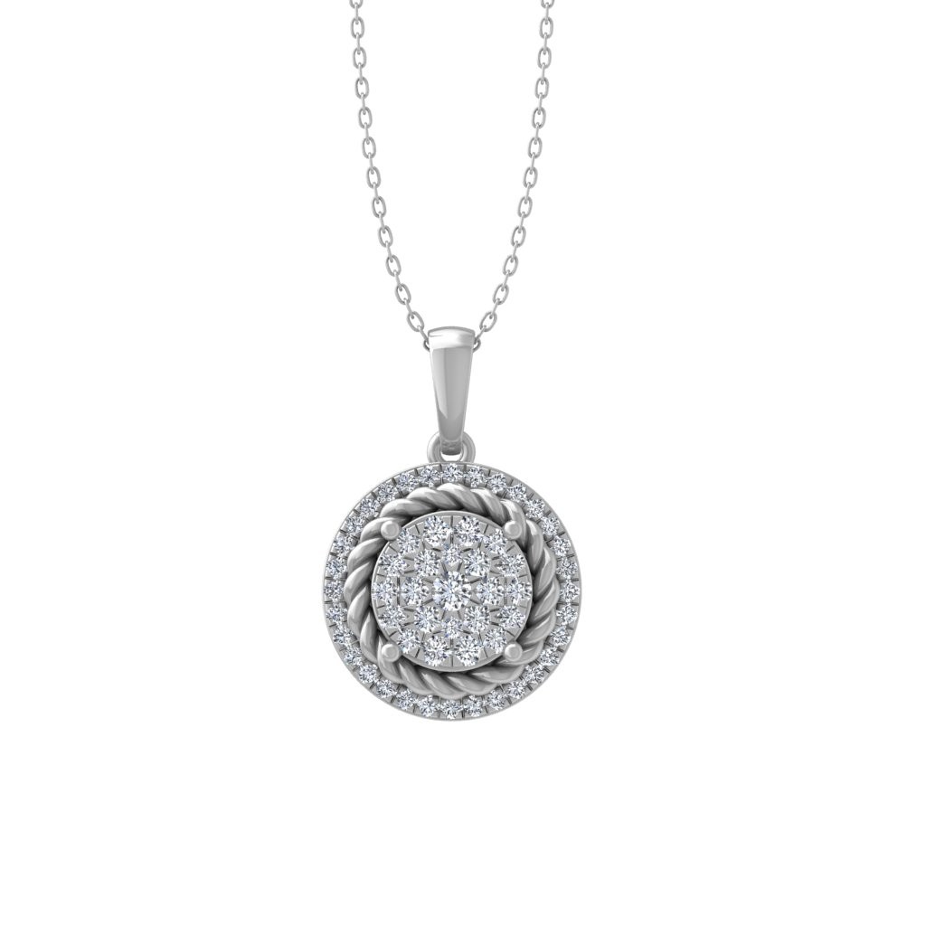 0.325Ct Lab Grown Diamond Sterling Silver Necklace 18″ Silver Cable Chain