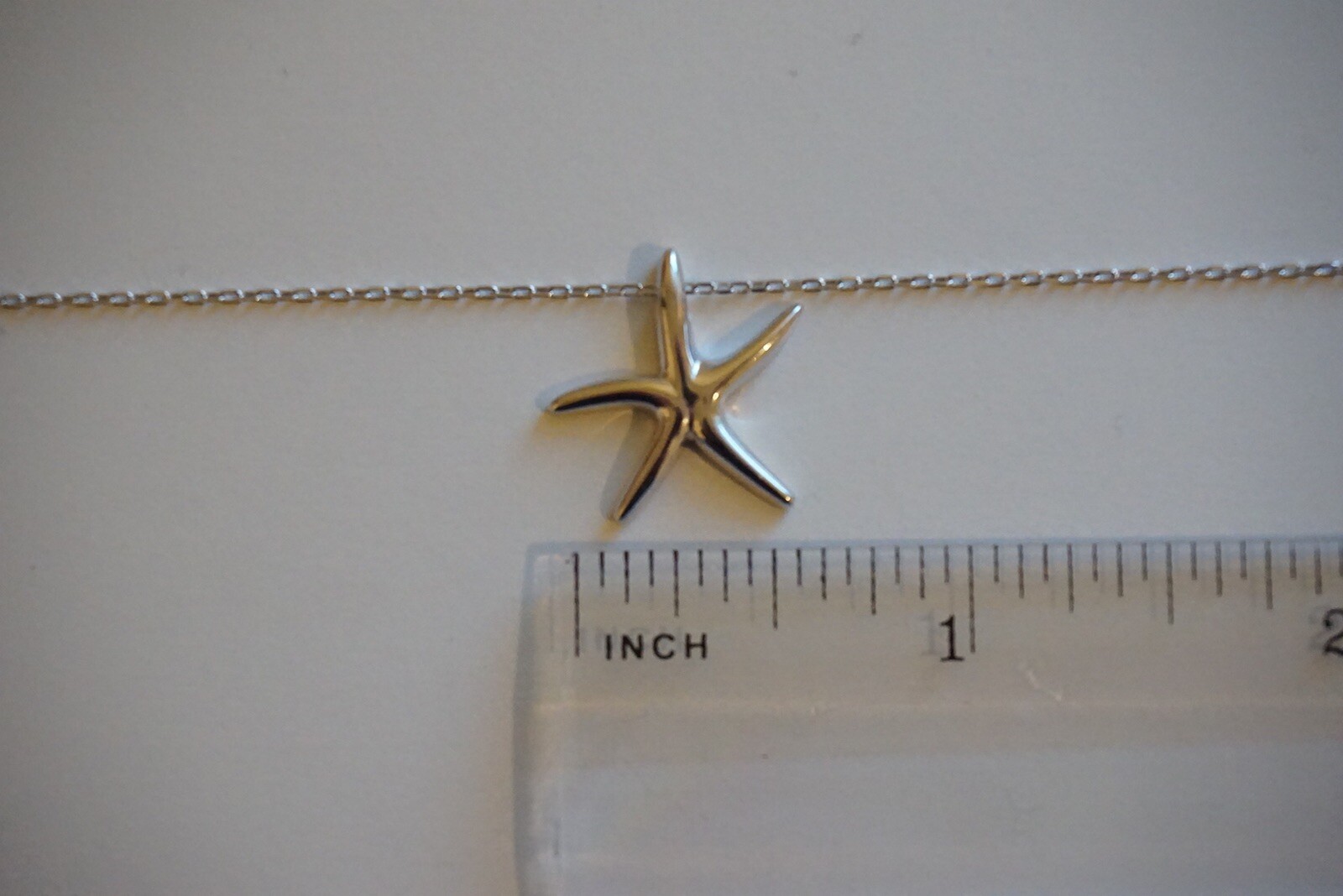 Solid Women Sterling Silver 18mm “Starfish”Pendant 16.5”Long Necklace -D