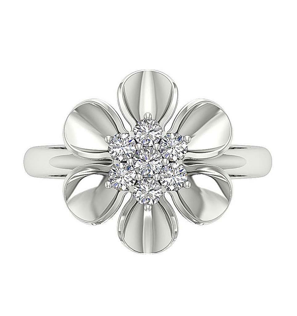 Right Hand Ring Natural Round Cut Diamond I1 G 0.50 Ct 14K Solid Gold Prong Set