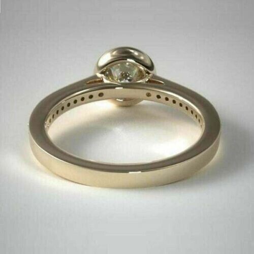 2.20Ct Round Cut Simulated Diamond Engagement Bezel Ring 14K Yellow Gold Plated