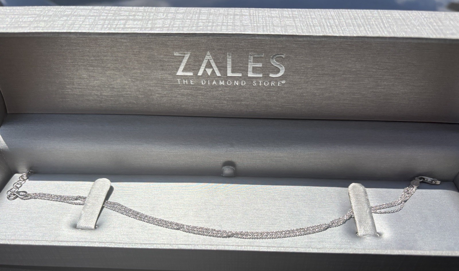 New Zales 9in+ Three-Strand Sparkling Sterling (.925) /Italy Adjustable Bracelet