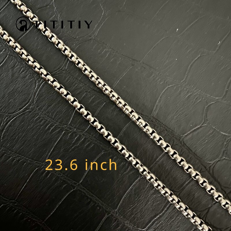 Titanium Necklace Width 3mm Square Box Sub Chain Antiallergic Trend Chain 23.6″