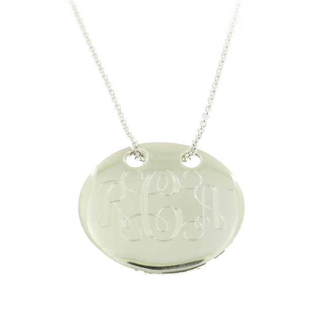 Personalized .925 Sterling Silver Round Monogram Necklace